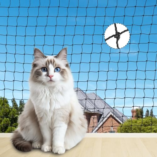 SUCCEFORT Katzennetz für Balkon, 2x3m Katzennetz Stahldrahtverstärkt, Anti-Fall Netz für Haustiere, Balkonnetz Katzen Reissfest für Balkon, Fenster, Terrasse