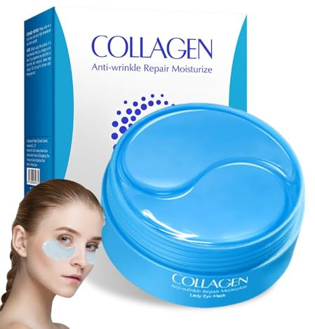 60 Piezas Parches Ojos,Máscara Eye Patches de Colágeno,Para Reducir Bolsas y Atenuar Ojeras,Hidratante Anti Edad,Hidratantes y Reafirmantes para la Piel del Contorno de Ojos