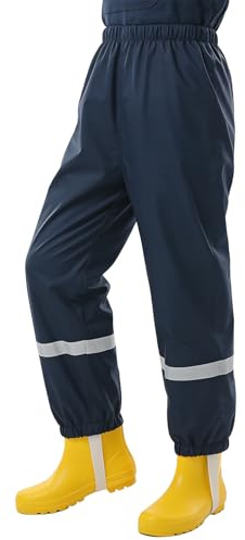 LXEASYGO Waterproof Trousers Kids with Reflective Strips Rain Overtrousers Lightweight Mud Proof Pants Boys and Girls Outdoor Play Cycling Rainwear Age 3-9 Years