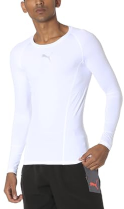 PUMA Men's Liga Baselayer Tee Long Sleeve Functional Underwear, White, M UK