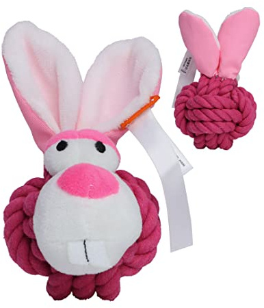 Minifeet Hundespielzeug Knotentier Hase - Das kaustarke Geschenk für Hunde jeden Alters - ideal zum Apportieren, Kauen und Spielen - mache deinem Hund eine Freude