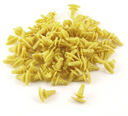 Ruilogod 100PCs Auto Car 4mm Håldörr Plastic Rivets Fästelement Gul