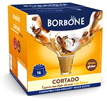 Caffè Borbone Cortado - Espresso macchiato - 64 capsule (4 confezioni da 16) - Compatibili con le Macchine Nescafè* Dolce Gusto*