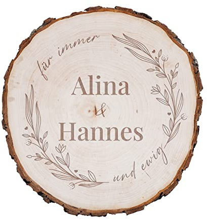 Herz & Heim® Baumscheibe als Ringkissen -Für Immer und ewig- mit Wunschgravur