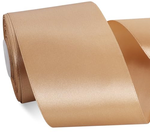 TONIFUL Champaign - Nastro di raso color oro, 7,6 cm x 22,4 m, in seta solida, per confezioni regalo, artigianato, bouquet floreali, per confezioni regalo di Natale, San Valentino, decorazioni per