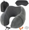 TEIVUL Travel Pillow for Airplane, Memory Foam Neck Pillow for Travel, Travel Neck Pillow for Adults, Comfortable Chin Support with Eye Mask Ear Plugs for Flight, Plane