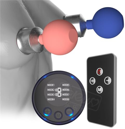 Elektro Shock Nippelsauger Brust Pumpe mit Fernbedienung Elektro Stimulation Brust Massagegerät Sucker Brustvergrößerung Nippelpumpe Klitoris Stimulation Massage Sex Toys für Frauen Paare,Blue