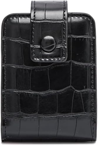 HuaDmaing Black Leather Lipstick Case with Mirror, Portable Cosmetic Bag for Travel, Store Lipstick, Lip Glaze, Powder