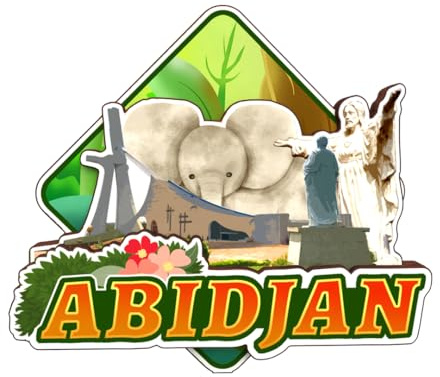 Aimant de réfrigérateur 3D en bois Abidjan Côte d'Ivoire Souvenirs de voyage faits à la main pour réfrigérateur Autocollants Décoration d'intérieur Collection Cadeau