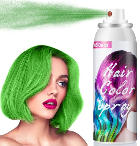 Temporary Hair Colour Spray for Kids Adults, 100ML Temporary Vibrant Shades，Washable Hair Color Spray Hair Dye for Party, Halloween, Christmas, Green