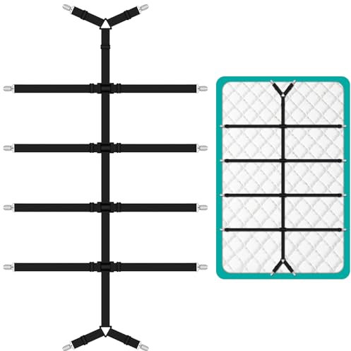 Quelcc Bettlakenspanner Verstellbar, Spanner für Bettlaken, Spannbettlaken Spanner, Spannbettlaken Halter, Betttuchspanner für Bettlaken mit Metallclip für Bettlaken, Matratze, Oder Sofa (Schwarz)