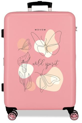 Joumma Movom Luggage Resväska Medium Rosa 48 x 68 x 26 cm Styv 3 kg Sidokombinationsstängning ABS 3 kg 56 x hållbar, Rosa, Talla única, medium resväska