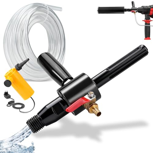 XIIW Adattatore SDS Max a M22 per Trapano a Nucleo in Calcestruzzo + Pompa 4 m e Tubo, Iniezione d’Acqua Automatica, Acciaio 42CrMo4, G1/4 - Carotatrice Diamantata per Muro, Trapano a Nucleo