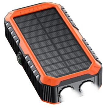 Solkraftbank, bärbar laddare, vev batteribackup, 20 000 mAh utomhus kraftstation med kablar kompassficklampa, SOS-ljusfunktion för vandring resor camping, USB-C-laddning