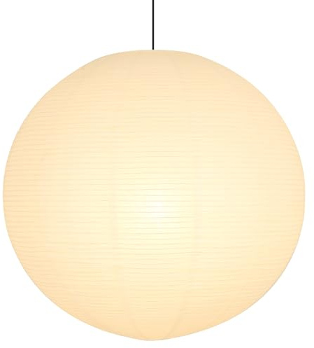 White Round Paper Lantern Lampshade, 24x24' Large Paper Lanterns Pendant Light Shade, Chinese Foldable Design for Living Room, Bedroom, Ceiling Lampshade Party Decor