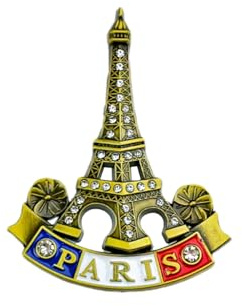 Paris Fridge Magnet 3D Metal Fridge Magnet Diamond-Studded Eiffel Tower Paris France Souvenir Gift Decor Refrigerator Magnets, Metal & Resin, 9.1×7.1cm