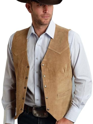 Men's Brown Cowboy Waistcoat Fancy Dress Costume, Oktoberfest Bavarian Traditional Button Waistcoats,Men's Formal Wedding Party Waistcoat Solid Color Vest