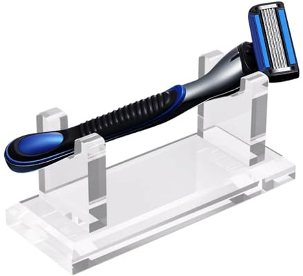 Soporte de afeitar – Soporte de cuchilla delgada, base de cuidado ligero, función de visualización de bordes protectores, amplia plataforma de accesorios de afeitado, para dormitorio, lavaderos