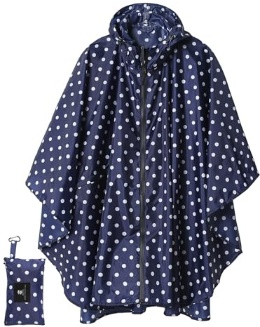SaphiRose Poncho de pluie, veste manteau à capuche pour adulte, avec poches - Bleu - Taille Unique