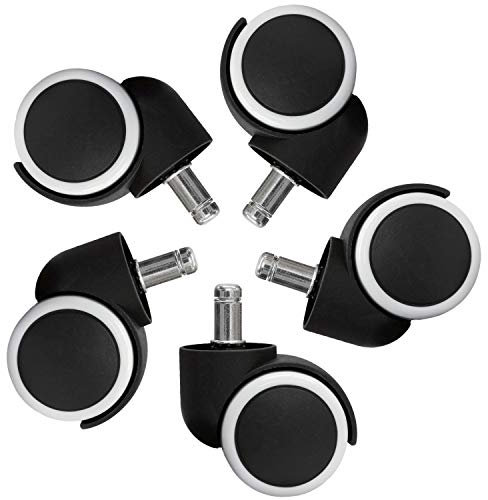 aoory 5er Rollen Bürostuhlrollen Schreibtischstuhl für Bürostuhl Teppichrollen Ruhiges Drehstuhlrollen Gebremst Rollen