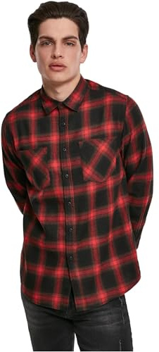 Urban Classics Hemd Checked Flanell Shirt 6, Camisa Hombre, Multicolor (Black/Red 02374), XL