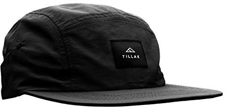 Tillak Wallowa Campingmütze, leichte Nylon-5-Panel-Kappe mit Druckknopfverschluss, Schwarz, Einheitsgröße