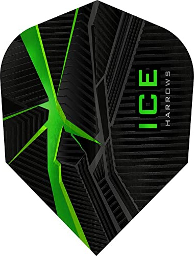 Harrows Ice Recut | 100 Micron Dart Flights, 3 Sets of 3 Flights, Standard No. 6, Green