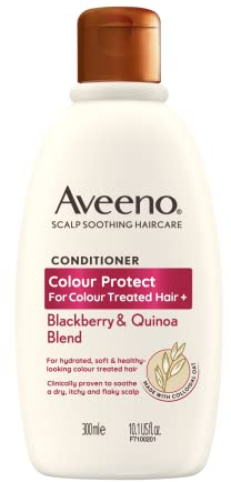 Aveeno Soin capillaire apaisant pour cuir chevelu - Protection de la mûre et du quinoa - Après-shampoing pour cheveux colorés - 300 ml.