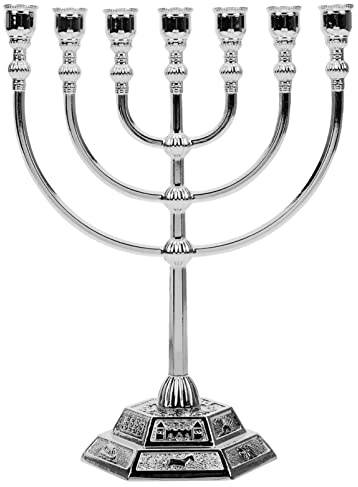 SEWACC Hanukkah Bougeoir Chandeliers 7 Branche Hanukkah Pièce Maîtresse Décorations pour Cérémonie Dîner Aux Chandelles 17Cm
