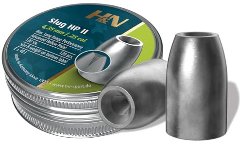 H&N Sport Slug HP II 6.35mm (.250) – Balines de Alta Precisión de 34gr (2.20g), Punta Hueca, 120 Unidades – Munición Slug para Carabinas PCP de Alta Potencia