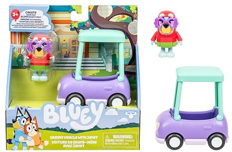 Bluey Hit The Road And Her Friends In This Cute Little Vehicle! Ride Along In Grannies Car with Janet, This Vehicle Fits One 6-7.6 CM Articulated Janet Figure Inside