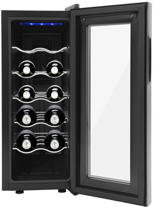 Dekltus Cave à vin pour 12 bouteilles avec affichage LED, 33 l, petite cave à vin pour vin rouge, champagne, brandy - Wine Fridge 5-18 °C