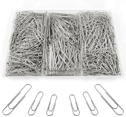 Paper Clips Assorted Size 700 Pieces,Large Medium Small Silver Paperclips,Durable and Rustproof Paper Clip for Paperwork Office School Document Organization(28mm, 33mm, 50mm)