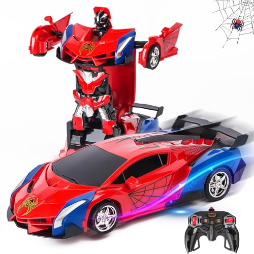 Lyuet Spider Toys Deformation RC Cars, 2.4GHz Remote Control Car, One-Button Deformation, Auto Mode, 360°Rotation, Rechargeable Battery, Robot Toy Birthday Gift For Boys Girls