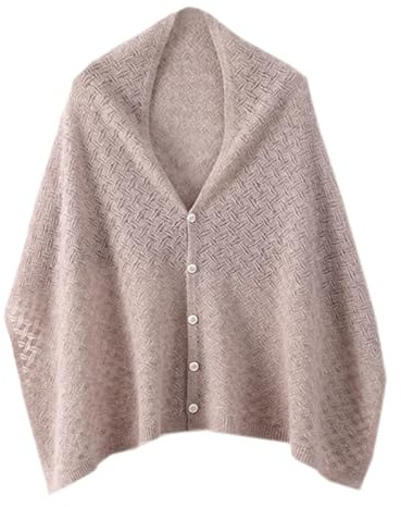 LIUYUYOUGO Poncho Donn Sciarpa Di Lana Per Donna Poncho Con Bottoni In Puro Cashmere Uncinetto Scialle Multiuso Cavo Elegante Scollo A V Mantella Invernale Lunga Morbida E Calda Marrone