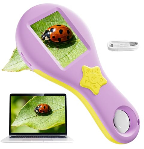 Microscope For Kids Microscopes, Handheld Digital Microscope With 500X Magnification, 2Mp Rechargeable Pocket Mini Microscopy, Pocket Portable Microscope, Birthday Gifts for 4-12 Years Kids