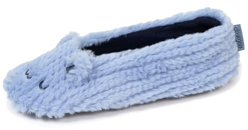 Isotoner Tofflor extra lätta tofflor ballerina-pälsimitation för kvinnor, halkfri sula, 41/42