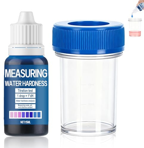 WEILAOK Vattenhårdhetstest, kit för vattenhårdhet, vattenhårdhetstest för avhärdare med provrör för analys och mätning av kalkavlagringar med pH-test och klortest, 15 ml upp till 200 tester, enkel och