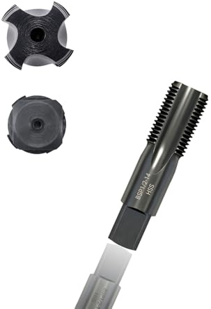 WojBear 1 PCS 1/2 inch BSP Pipe Tap, 4341 Steel Threader Overall Black Nitriding, Hand Threading Plumbing Tap Set for Accurate Threads, Assorted Plumbers DIY Thread Cutting Tools