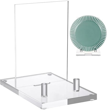 Bokstativ i akryl, klar stigare med halkfri bas – 14,5 x 10 x 16,8 cm gratulationskortsvisning | för bild fotoalbum platta vykort skrivbord arbetsplats hemsovsal butik