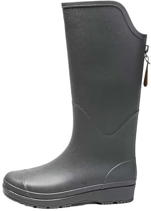 Stivali di gomma da donna verdi, stivali da pioggia alti con chiusura lampo, stivali da pioggia, stivali in gomma, stivali da trekking, stivali da pesca, stivali da pioggia, grigio., 35 EU