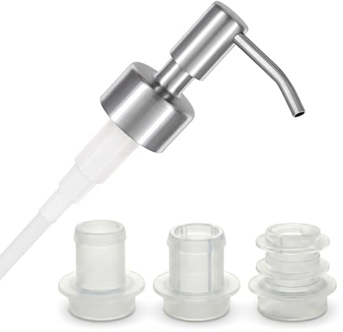 ALTGLAS Pompa del Dispenser di Sapone 'Budapest' - Testa in Acciaio Inox con set di Adattamenti per Flaconi da 18-23 mm - Dosatore Liquido Upcycling da Bottiglie Usate (Argento Spazzolato)