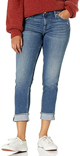 Riders by Lee Indigo Women's Fringe Cuff Boyfriend Jean, Mid Wash, 14