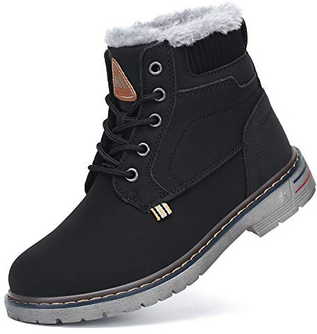 Mishansha Chaussures d'hiver doublées pour enfant garçon et fille, Noir , 34 EU