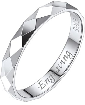 Silvora Brillante Anillo Personalizable de Nudillo Plata Fino Anillo Sello 925 para Mujer, talla 9 circunferencia 49.3mm
