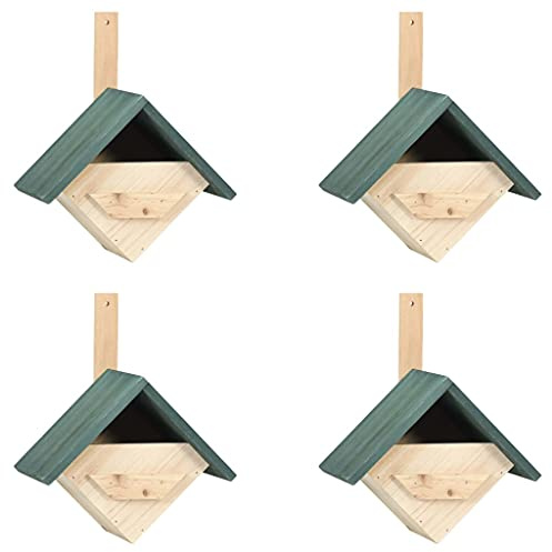vidaXL 4X Madera de Abeto Casa para Pájaros Pajarera Caja de Anidación Jaula Aviario Pajarería Jardín Suministro Aves Balcón Patio Terraza 24x16x30 cm