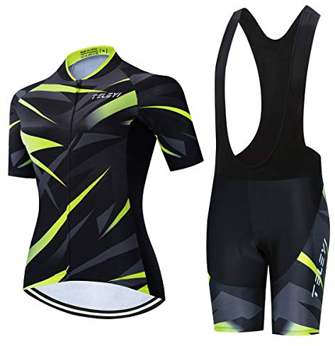 Conjunto de jersey de ciclismo para mujer, pantalones cortos con babero, trajes de verano para bicicleta de carretera, XL