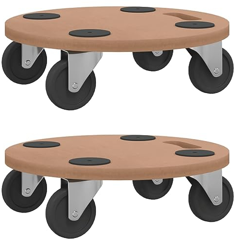 vidaXL Chariots sur roulettes 2 pcs Rond Bois d'ingénierie, Chariot de déménagement, Plate-Forme à roulettes, Chariot pour déplacer des boîtes