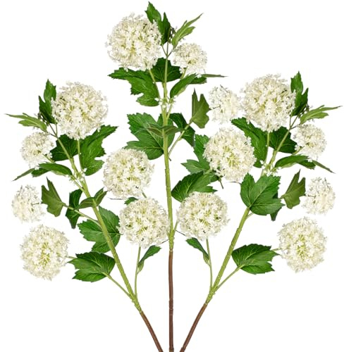 Oairse Hydrangea Artificial Flowers 37 Cream White Faux Hydrangea Spray with 5 Flower Heads Artificial Hydrangeas Silk Flowers Fake Hydrangeas for Indoor Outdoor Home Wedding Table Centerpieces Decor