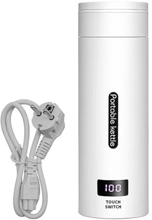 CENPEK Bollitore da viaggio da 500 ml Piccola tazza d'acqua elettrica con display della temperatura a LED con spegnimento automatico per viaggiare Bianco